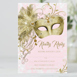 Pink Gold Glitzer Masquerade Party Einladung