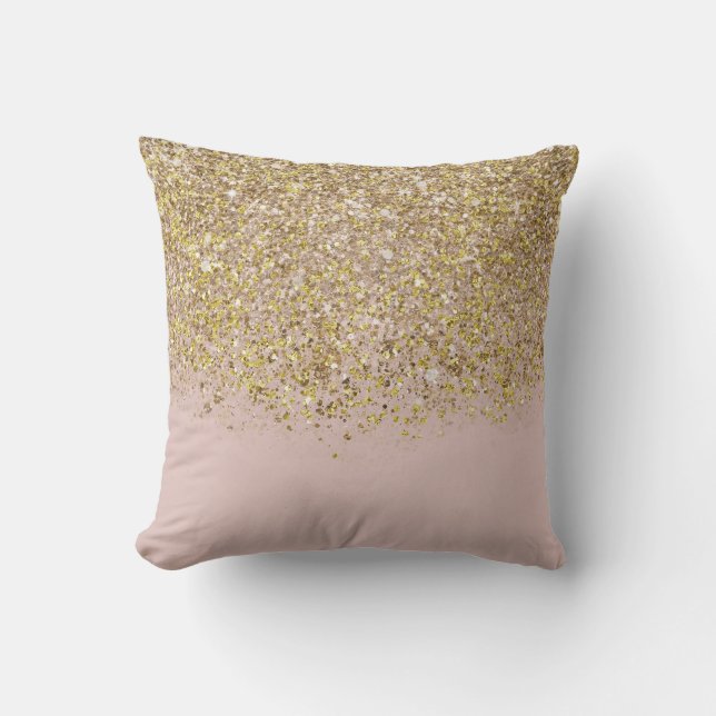 Pink & Gold Glitzer Moderne, trendige Glam Chic Kissen (Vorderseite)