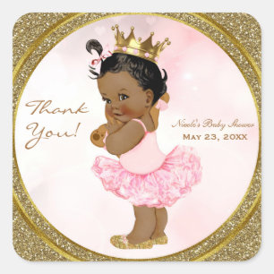 Pink Gold Glitzer Princess Vintag Baby Girl Gefall Quadratischer Aufkleber