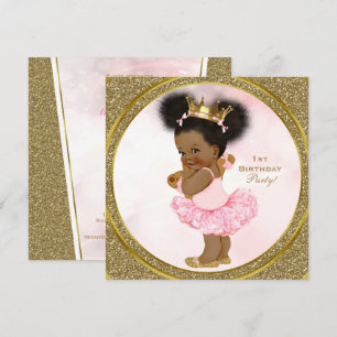 Pink Gold Glitzer Princess Vintag Baby Girl Party Einladung