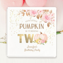 Pink Gold Glitzer Pumpkin Floral Girl 2. Geburtsta