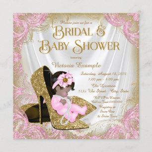 Pink Gold Glitzer Shoe Pearl Bridal Baby Showdusch Einladung