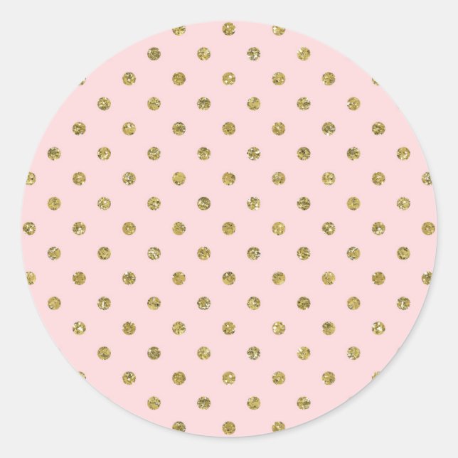 Pink & Gold Glitzer Sparkle Polka Docht Chic Party Runder Aufkleber (Vorderseite)
