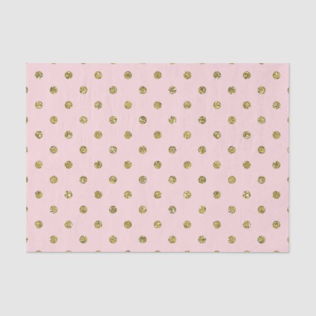 Pink & Gold Glitzer Sparkle Polka Docht Chic Party Seidenpapier (Vorderseite)