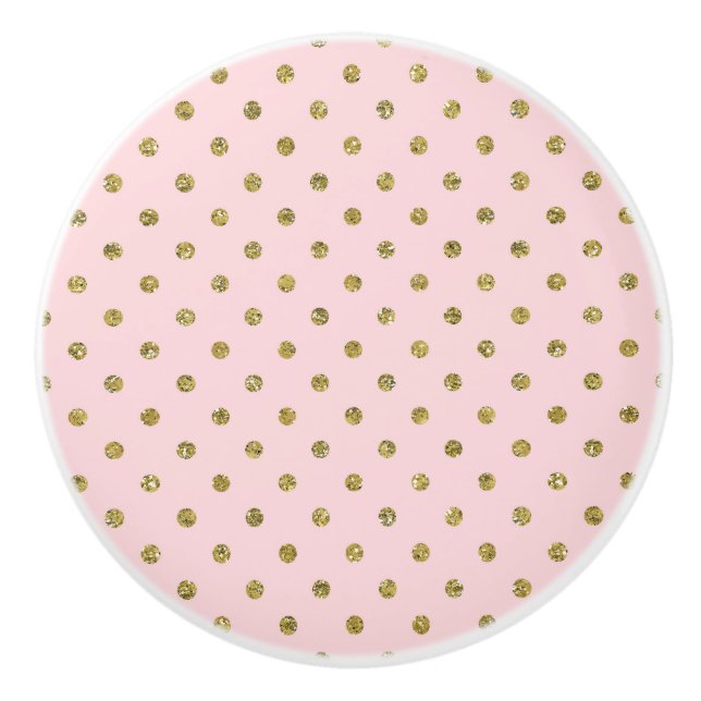 Pink & Gold Glitzer Sparkle Polka Dots Minimal Keramikknauf (Vorderseite)