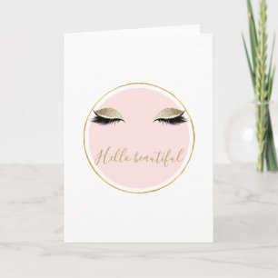 Pink Gold Glitzy Black Eyelashes Karte