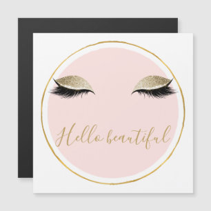 Pink Gold Glitzy Black Eyelashes Magnetkarte