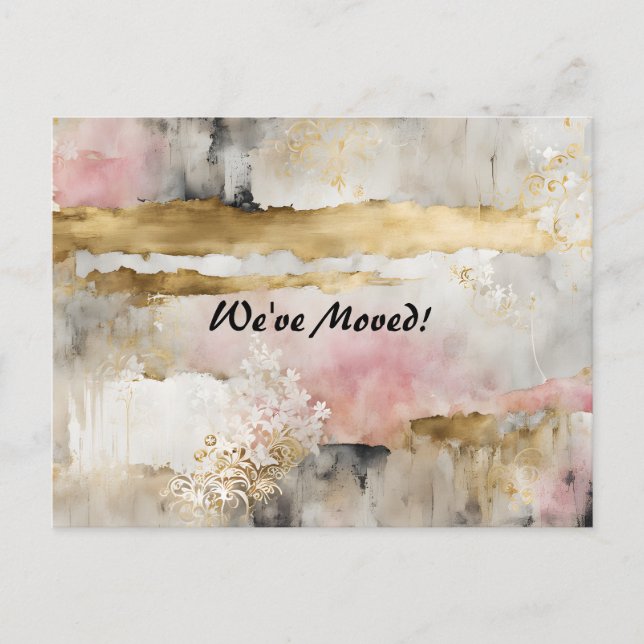 Pink Gold Gray Wabi Sabi New Address Postkarte (Vorderseite)