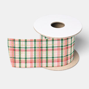 Pink Gold Green Karierte Weihnachten Satinband