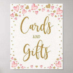 Pink Gold Hearts Cards Geschenke Kinderdusche Gebu Poster