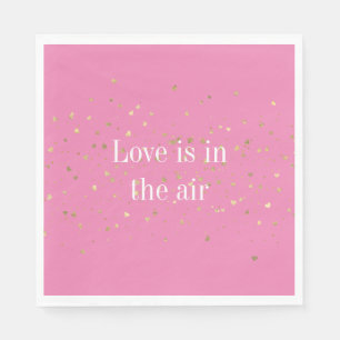Pink Gold Hearts Confetti Serviette