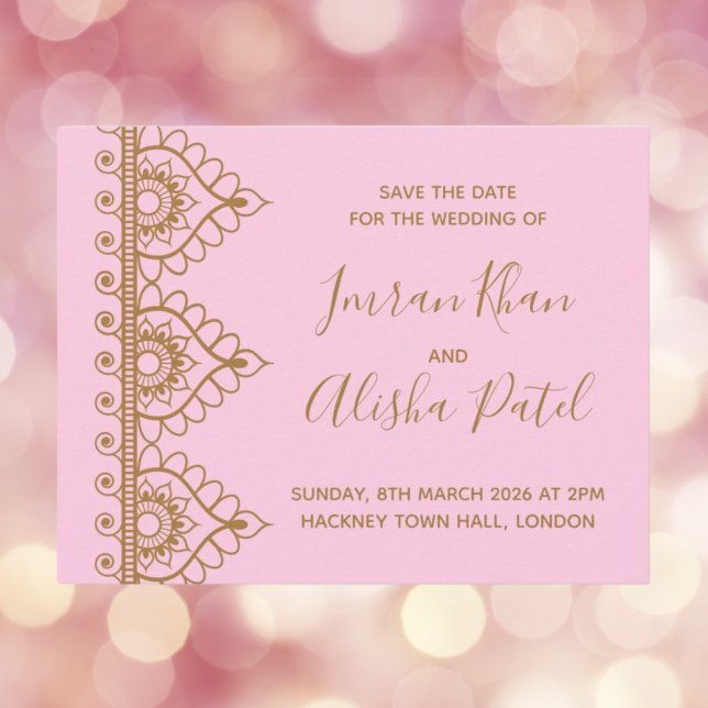 Pink Gold Henna Desi Indian Wedding Einladung (Pink Gold Henna Desi Indian Wedding Invitation
)