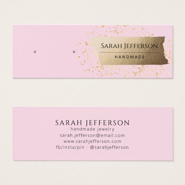 Pink Gold Horizontal Stud Earring Jewelry Card (Vorne & Hinten)