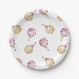 Pink Gold Hot Air Balloons Babydusche Pappteller