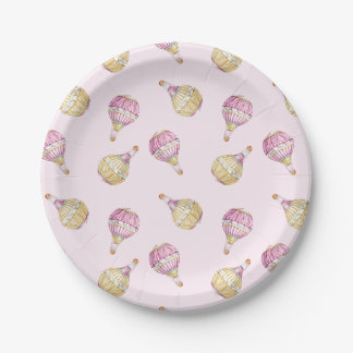 Pink Gold Hot Air Balloons Babydusche Pappteller