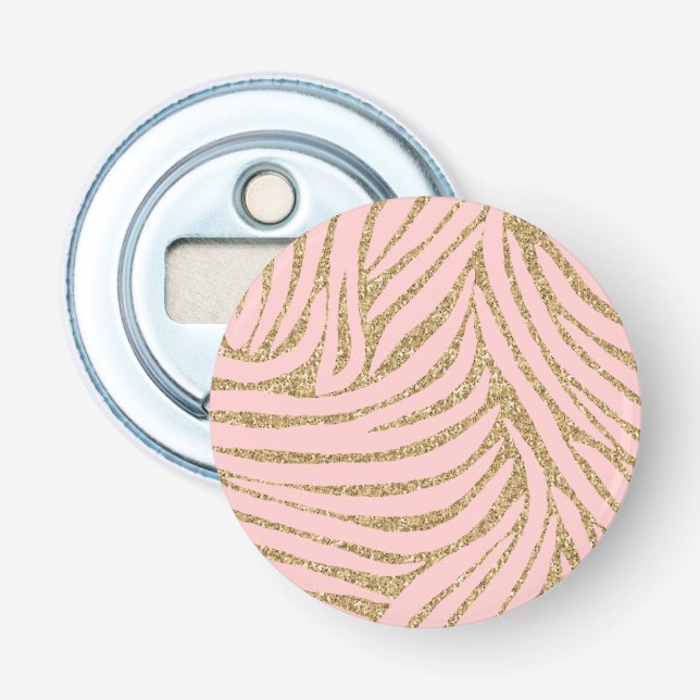 Pink Gold Imitate Glitzer Zebra Print Flaschenöffner (Vorderseite)