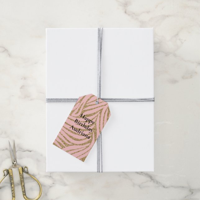 Pink Gold Imitate Glitzer Zebra Print Geschenkanhänger (Mit Garn)