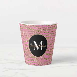 Pink Gold Imitate Glitzer Zebra Print Milchtasse
