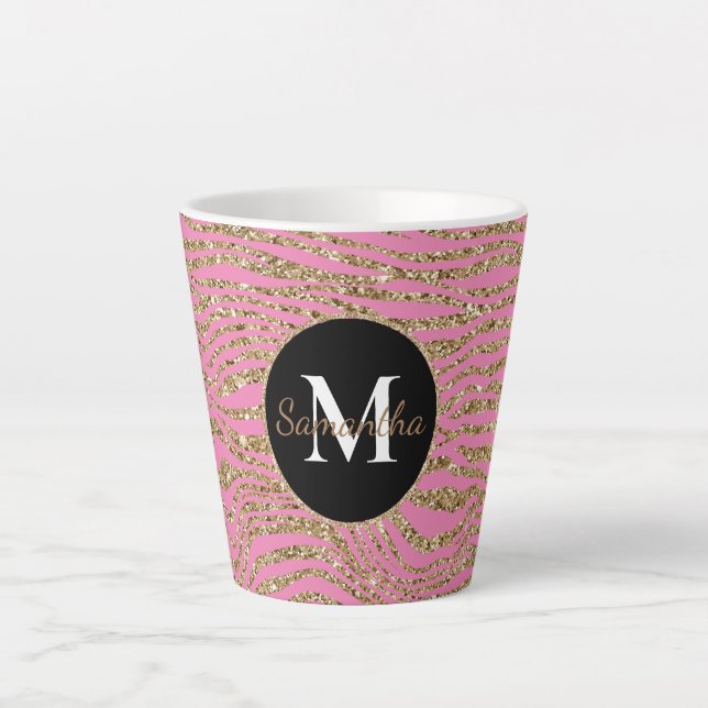 Pink Gold Imitate Glitzer Zebra Print Milchtasse (Vorderseite)
