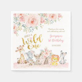 Pink Gold Jungle Safari Tiere Wild Ein Geburtstag Serviette