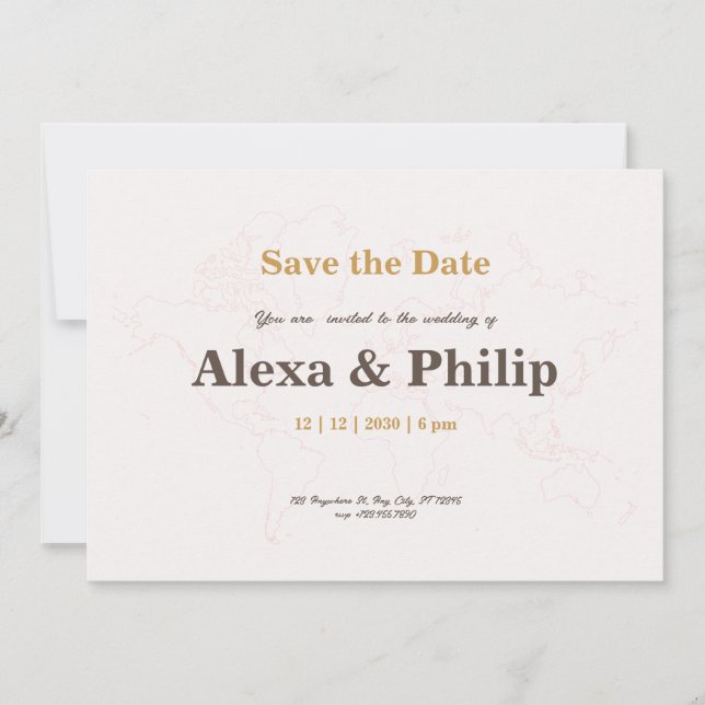 Pink & Gold Karte Hochzeit (Vorderseite)