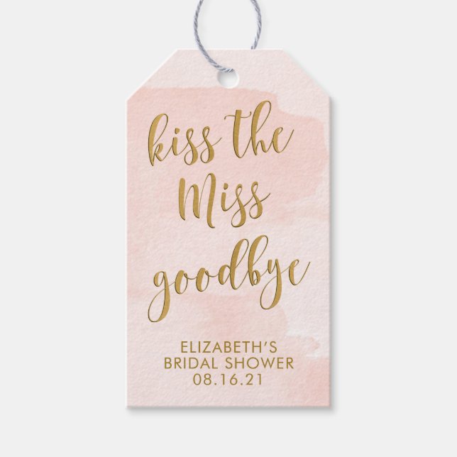 Pink & Gold Kiss Küssen Miss Goodbye Brautparty Geschenkanhänger (Vorderseite)