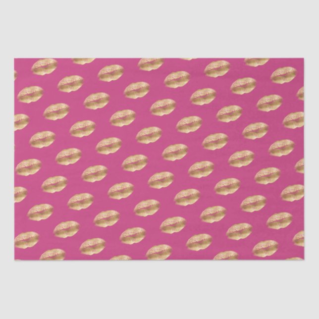 Pink Gold Kiss Lips Seidenpapier (Vorderseite)