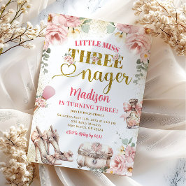 Pink Gold Kleine Miss Drohenager Dritter Geburtsta Einladung