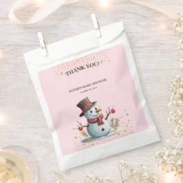 Pink & Gold Kleine Schneeflocken Snowman Baby Dusc Geschenktütchen