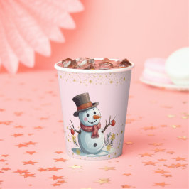 Pink & Gold Kleine Schneeflocken Snowman Baby Dusc Pappbecher