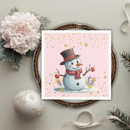 Pink & Gold Kleine Schneeflocken Snowman Baby Dusc Serviette