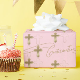 Pink Gold Kreuz Schriftliche Bestätigung Geschenkpapier