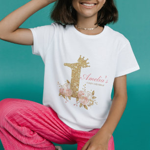 Pink Gold Krone Prinzessin Erste Geburtstagsfeier Baby T-shirt