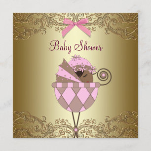 Pink Gold Lace Baby Girl Dusche Einladung