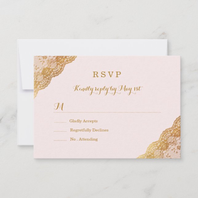 Pink Gold Lace UAWG RSVP Karte (Vorderseite)