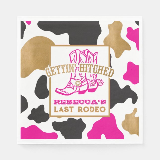 Pink Gold Last Rodeo Bachelorette Party Napkins Serviette (Vorderseite)
