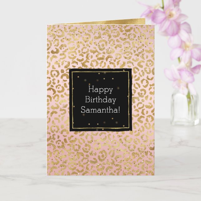 Pink Gold Leopard Glitz Confetti Card Karte (Orchidee)