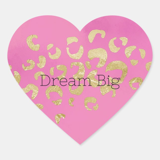 Pink Gold Leopard Herz-Aufkleber (Vorderseite)