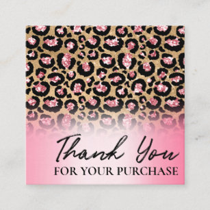 Pink Gold Leopard Print Vielen Dank für Ihre Beste Quadratische Visitenkarte