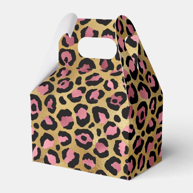 Pink & Gold Leopard Tierwerbung, Leopard-Geschenk Geschenkschachtel (Vorderseite)