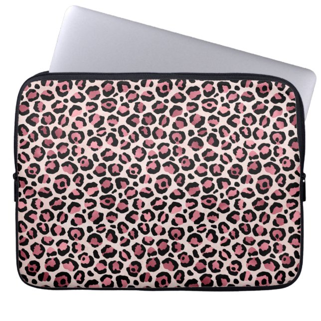 Pink & Gold Leopard Tierwerbung, Leopard-Geschenk Laptopschutzhülle (Vorderseite)