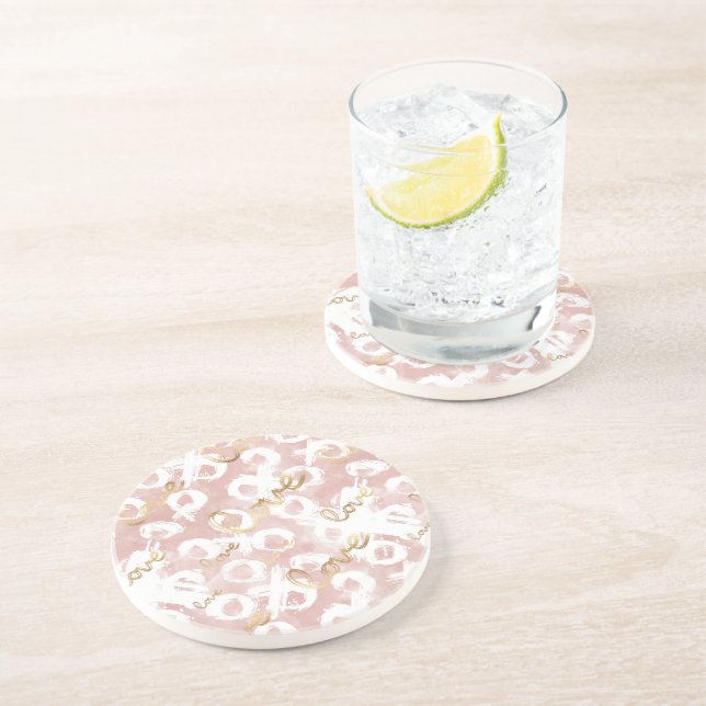 Pink Gold Liebe XO Getränkeuntersetzer (Seite)