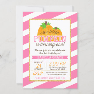 Pink Gold Little Pumpkin Girl Erstgeburt Einladung