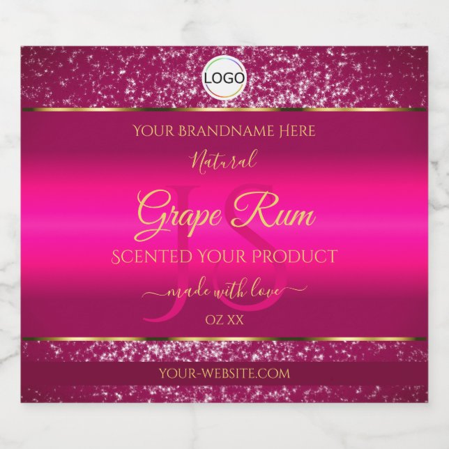 Pink-Gold-Logos und Erstmarken für Glitzer Alkoholflaschenetikett (Einzelnes Label)