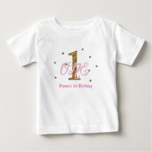 Pink & Gold Mädchen EIN individuelles 1. Geburtsta Baby T-shirt