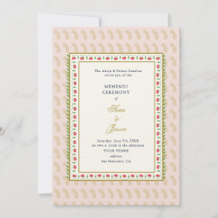 Pink & Gold Mehendi Zeremonie Indianerfeier Einladung