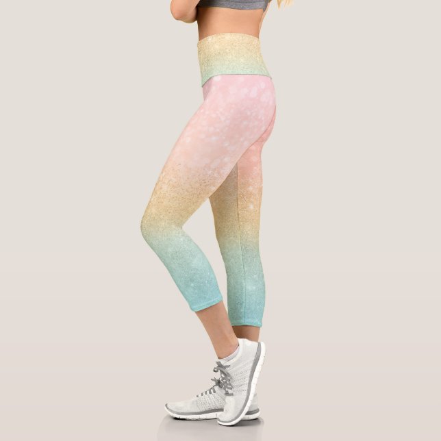 Pink Gold Mint Glitzer Ombre Luxus Design Capri Leggings (Links)
