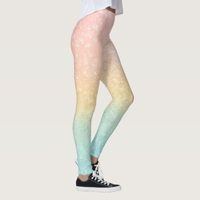 Pink Gold Mint Glitzer Ombre Luxus Design Leggings (Rechts)