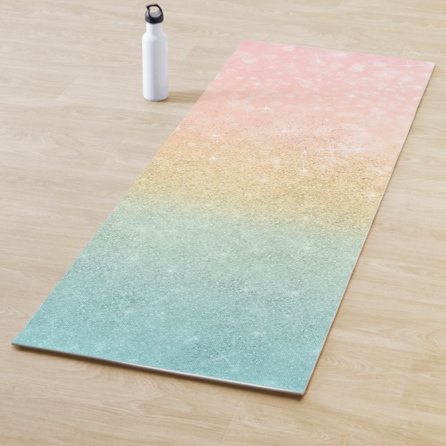 Pink Gold Mint Glitzer Ombre Luxus Design Yogamatte (Beispiel)