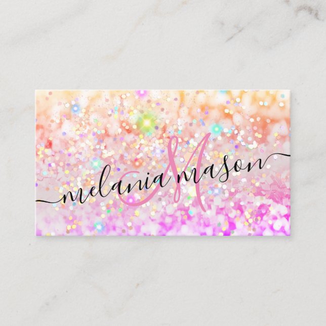 Pink Gold Moderne Aquarellfarben Alkohol Tinte Gli Visitenkarte (Vorderseite)